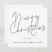 Modern Script Zwart Wit Prettig Kerstfeest Notitiekaartje (Voorkant / Achterkant)