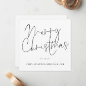 Modern Script Zwart Wit Prettig Kerstfeest Notitiekaartje (Voorkant / Achterkant in situ)