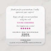 modern scripthart bedankt u voor uw bestellingspan vierkante visitekaartje (Achterkant)