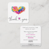 modern scripthart bedankt u voor uw bestellingspan vierkante visitekaartje (Voorkant / Achterkant)