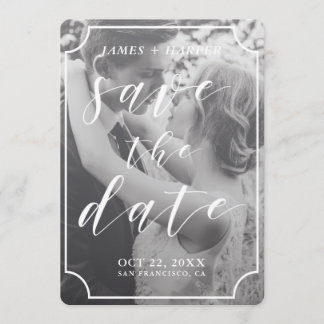 Modern scriptkader | Aangepaste foto De datum opsl Save The Date