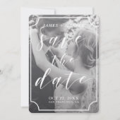 Modern scriptkader | Aangepaste foto De datum opsl Save The Date (Voorkant)