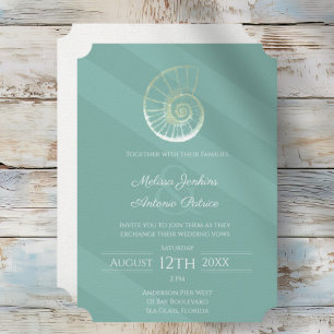 Modern Sea Glass Seashell Beach invitation de mari