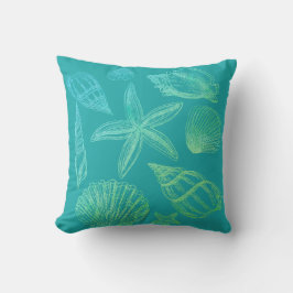 Modern Seashell Blauw Groen Blauwgroen Ombre Stran Kussen