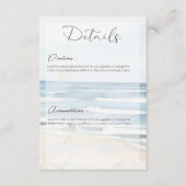 Modern Seaside Waterverf Beach bruiloft details Informatiekaartje (Voorkant)