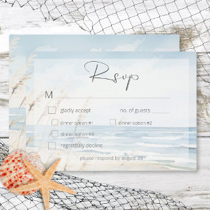 Modern Seaside Waterverf Beach bruiloft diner RSVP Kaartje