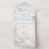 Modern Seaside Waterverf Beach Diner All In One Uitnodiging (Binnen)