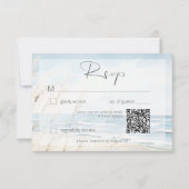 Modern Seaside Waterverf Strand Bruiloft QR Code RSVP Kaartje (Voorkant)