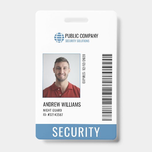 Modern Security Company Guard ID Badge (Voorkant)