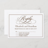 Modern Sepia Script Wedding Reply Card Kaart (Voorkant / Achterkant)