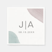 Modern Serenity | Serviette en papier monogramme (Devant)