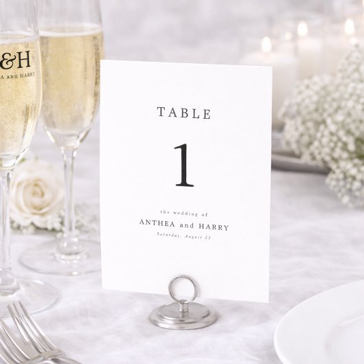 Modern Serif Editorial Wedding Table Number Card Kaart