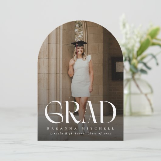 Modern Serif Elegant Arch Photo Afstuderen Kaart (Staand voorkant)
