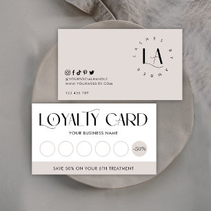 Modern Serif Font Logo Salon of Spa Taupe & White Klantenkaartje