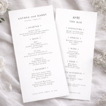 Modern Serif-huwelijksdiner en barmenukaart