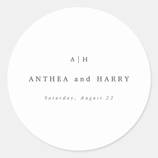 Modern Serif Monogram Round Envelope Seal Sticker (Devant)