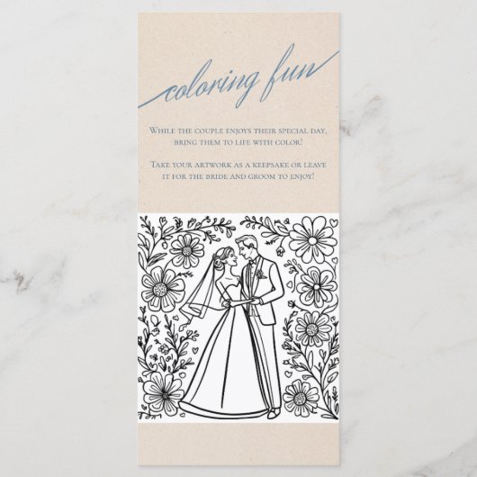 Modern Serif Wedding Menu met Kleurplaat (Achterkant)