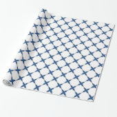 Modern Shabby Chic Cross Pattern Blue White Cadeaupapier (Uitgerold)