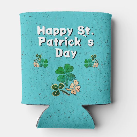 Modern Shamrock Clover Happy St. Patrick's Day Blikjeskoeler (Achterkant)