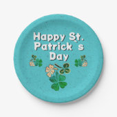 Modern Shamrock Clover Happy St. Patrick's Day Papieren Bordje (Voorkant)