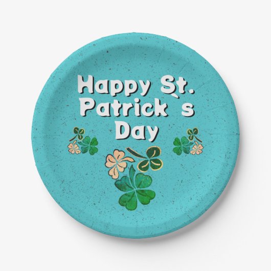 Modern Shamrock Clover Happy St. Patrick's Day Papieren Bordje (Voorkant)