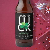 Modern Shamrock Liquid Luck Zwart Wit Groen Bier Etiket