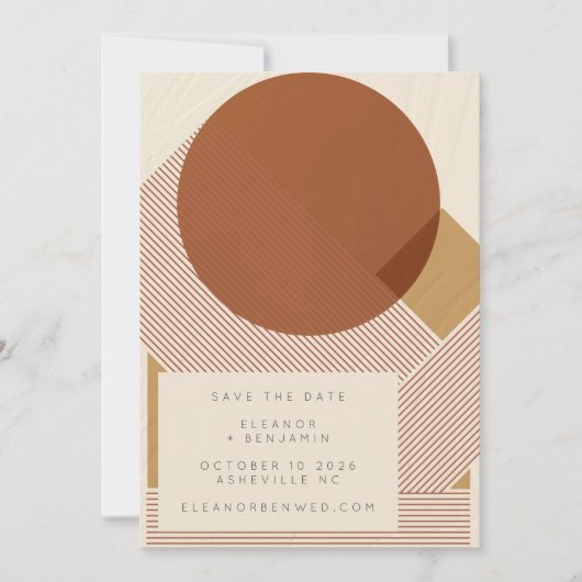 Modern Shapes Lines Copper Gold Wedding Save The Date (Voorkant)
