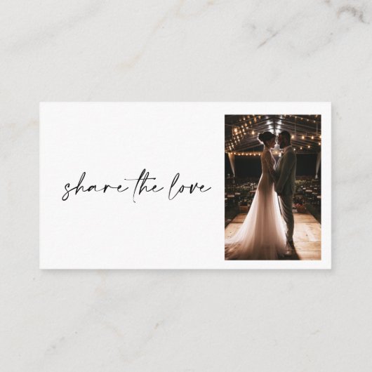 Modern Share The Love QR Code Carte Mariage Photos (Dos)