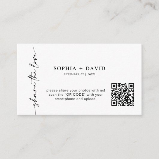 Modern Share The Love QR Code Carte Mariage Photos (Devant)