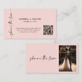 Modern Share The Love QR Code Carte Mariage Photos (Devant / Derrière)