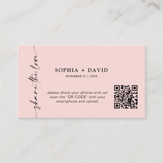 Modern Share The Love QR Code Carte Mariage Photos (Devant)