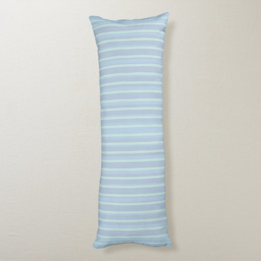 Modern Shimmering Blue Striped Pattern Lichaamskussen (Achterkant (Verticaal))