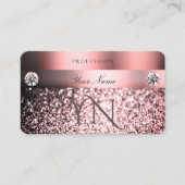 Modern Shimmery Pink Gradiënt en Monogram Glitter Visitekaartje (Voorkant)