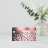 Modern Shimmery Pink Gradiënt en Monogram Glitter Visitekaartje (Staand voorkant)