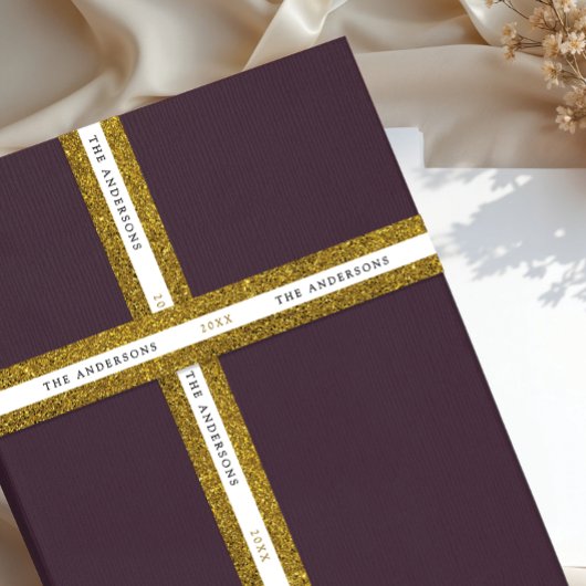 Modern Shiny Gold White Sparkle Glitter Name Typo Lint