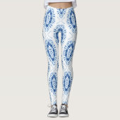 Modern Shobori Blue Tie Dye Pattern Chic Leggings (Voorkant)