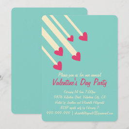 Modern Shooting Star Pink Hearts Valentijns feest Kaart