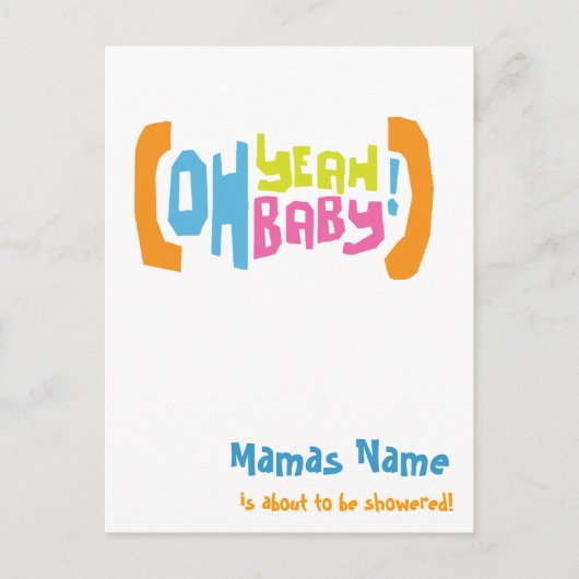 Modern Shower Invites - Oh Yeah Baby! Uitnodiging Briefkaart (Voorkant)