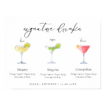 Modern Signature bruiloft Cocktails Drinken teken