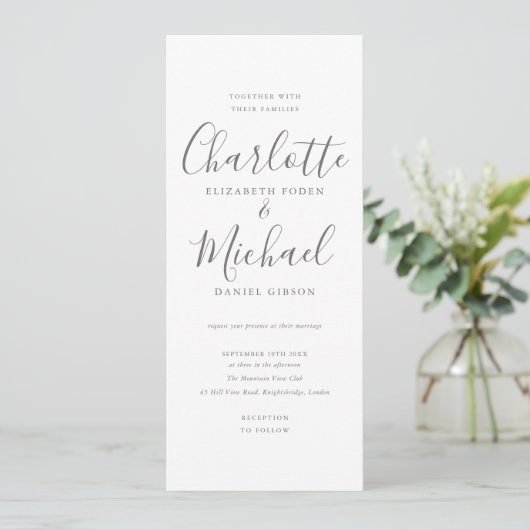 Modern Signature Script Foto Bruiloft Kaart (Staand voorkant)