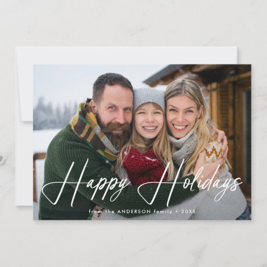 Modern Signature Script Gingerbread Foto Feestdagenkaart (Voorkant)