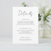 Modern Signature Script Minimale bruiloft details Informatiekaartje (Staand voorkant)
