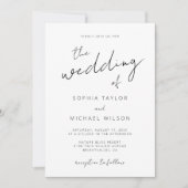 Modern Signature Script Zwart Wit Bruiloft Kaart (Voorkant)