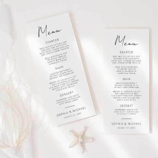 Modern Signature Script Zwart Wit Bruiloft Menu