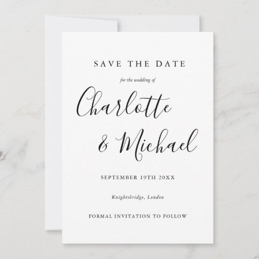 Modern Signature Wedding Save the Date Kaart (Voorkant)