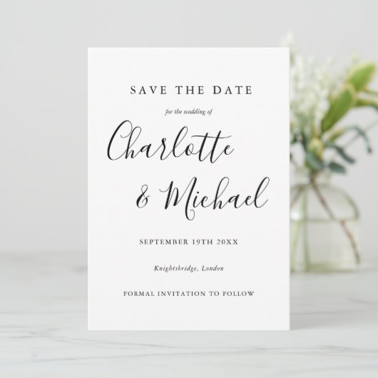Modern Signature Wedding Save the Date Kaart (Staand voorkant)