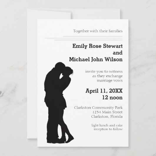 Modern Silhouette Couple - Wedding Invitation Kaart (Voorkant)