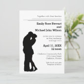 Modern Silhouette Couple - Wedding Invitation Kaart (Staand voorkant)