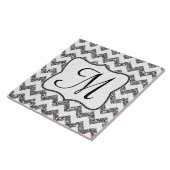 Modern Silve Glitter Chevron Monogram - tegel Tegeltje (Zijkant)