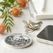 Modern Silver 25e bruiloft Jubileum Monogram Sleutelhanger (Zijkant)